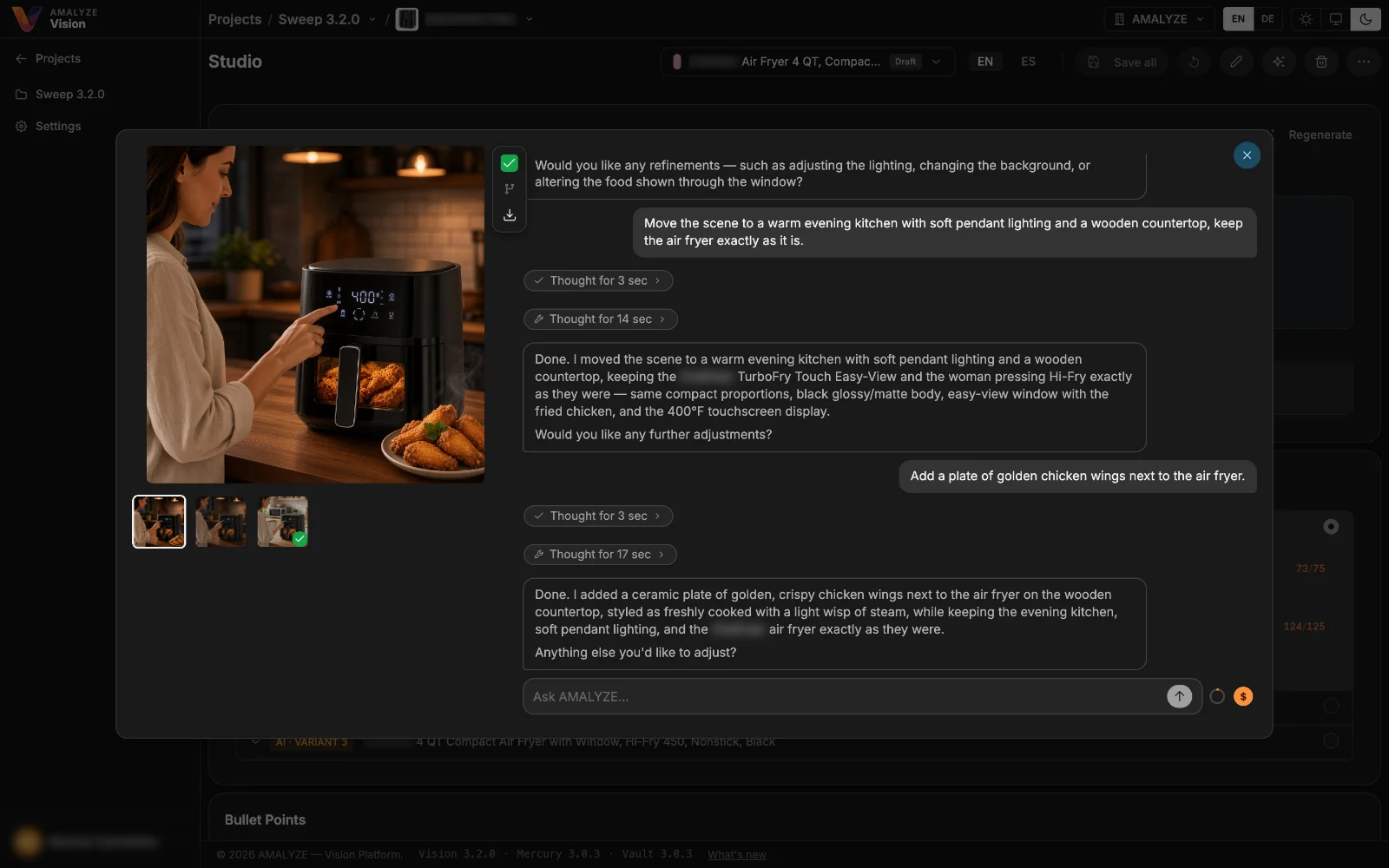 Editing a product image through chat