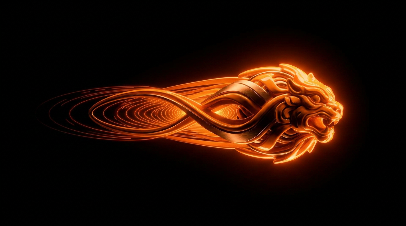 Glowing orange timeline receding into the distance with short, medium and long observation windows highlighted on a black background