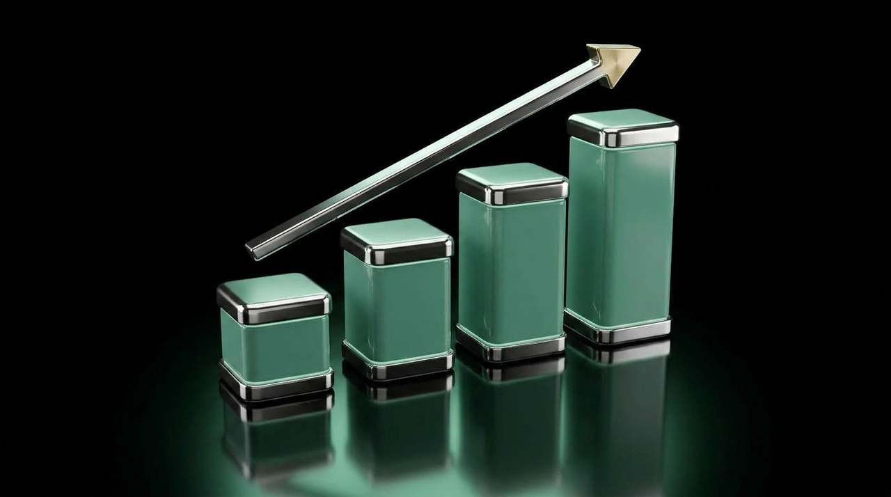Sage-green lacquered curving wave-form on a brushed brass pedestal — the trend curve.