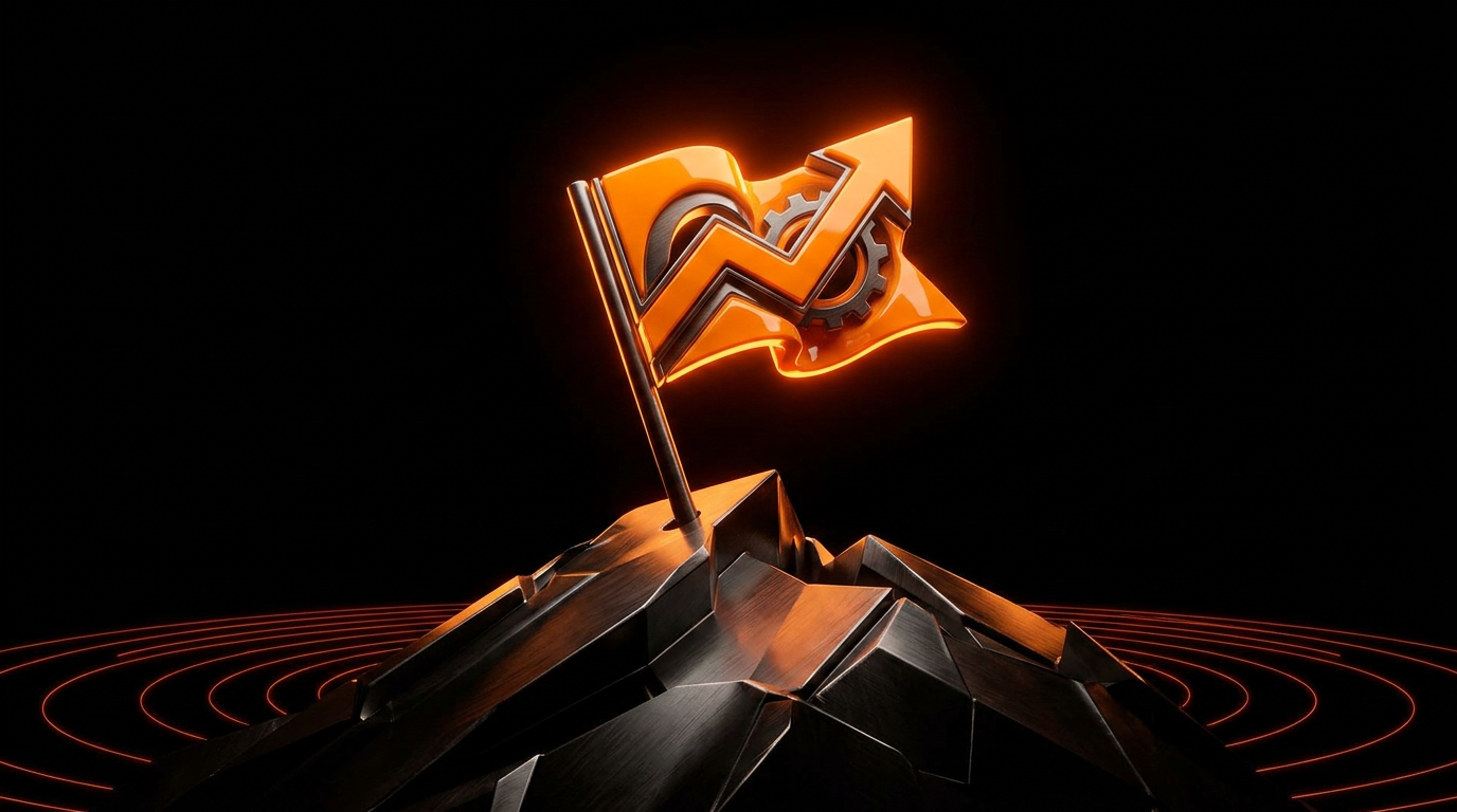Orange arrow piercing a competitor's shield target.
