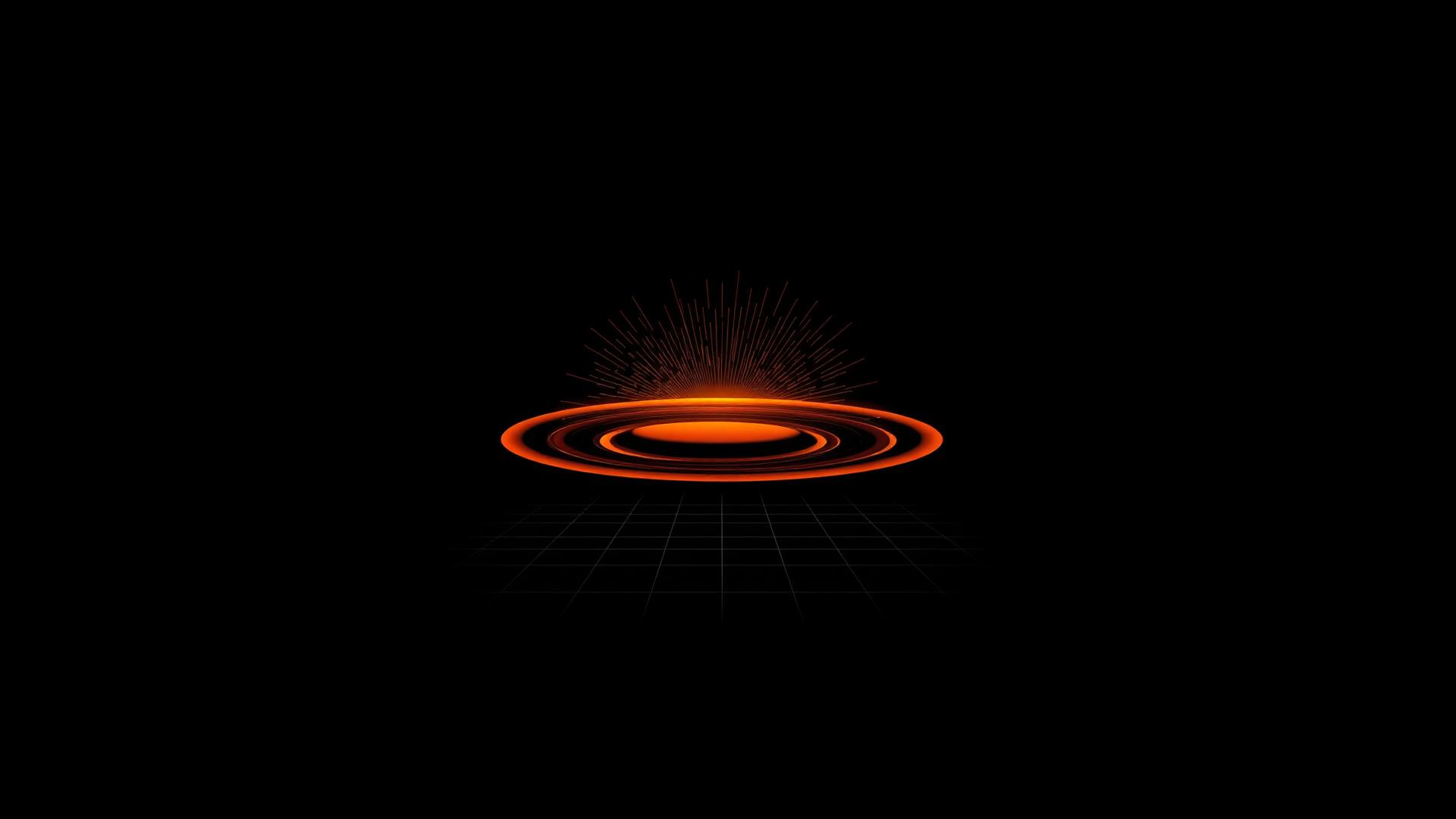Orange expanding ripple radiating outward over a grid.