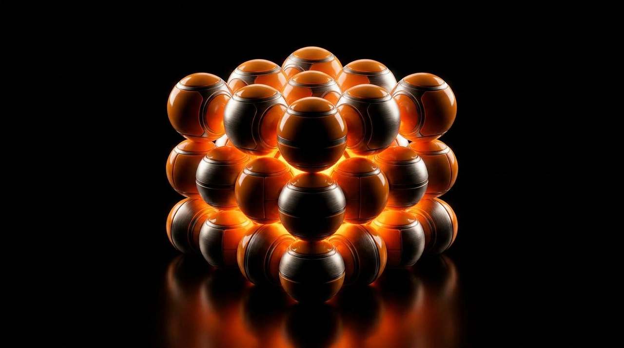 Two clusters of orange product cubes — identical and varied.