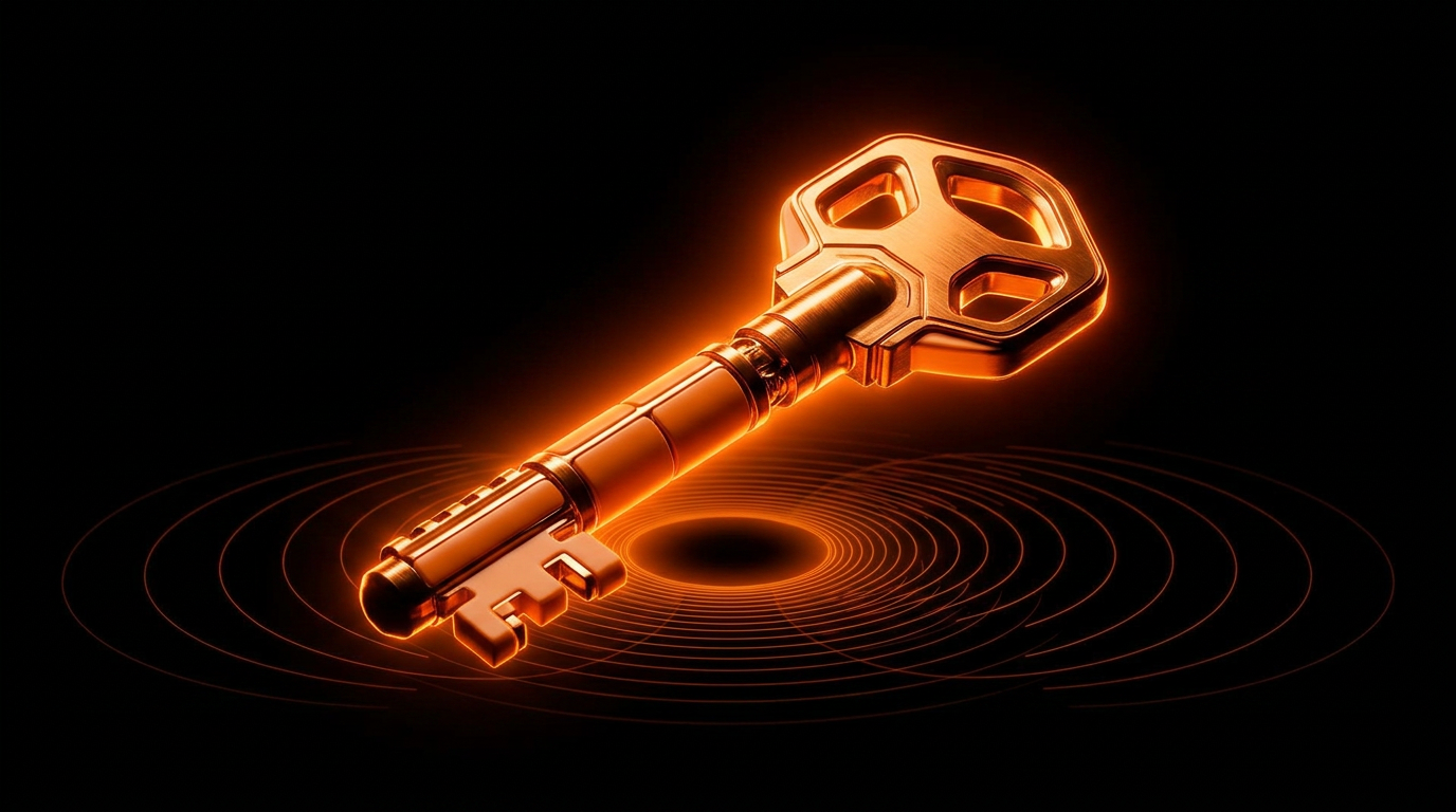 Orange magnifying glass over a grid of keyword chip outlines.