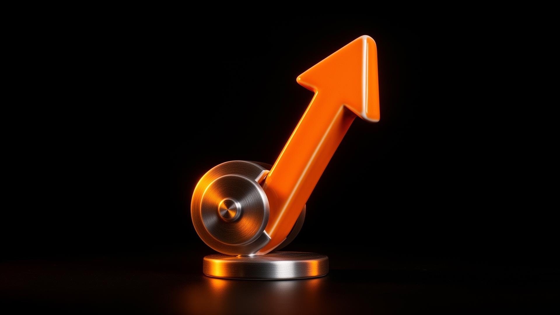 Orange brand banner with a dynamic bid arrow.