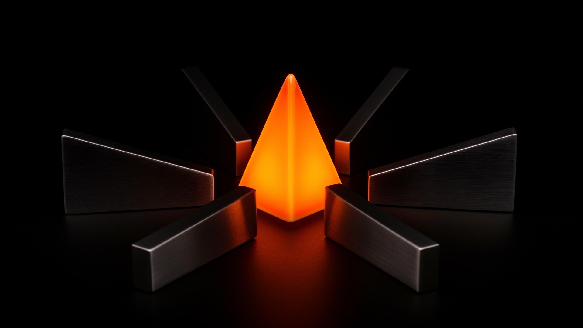 Orange folder branching into product card grids.