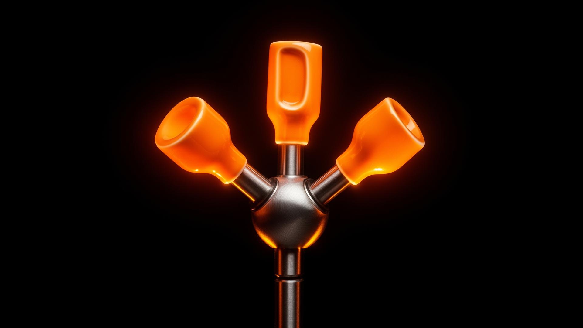Three orange tag chips of different widths.