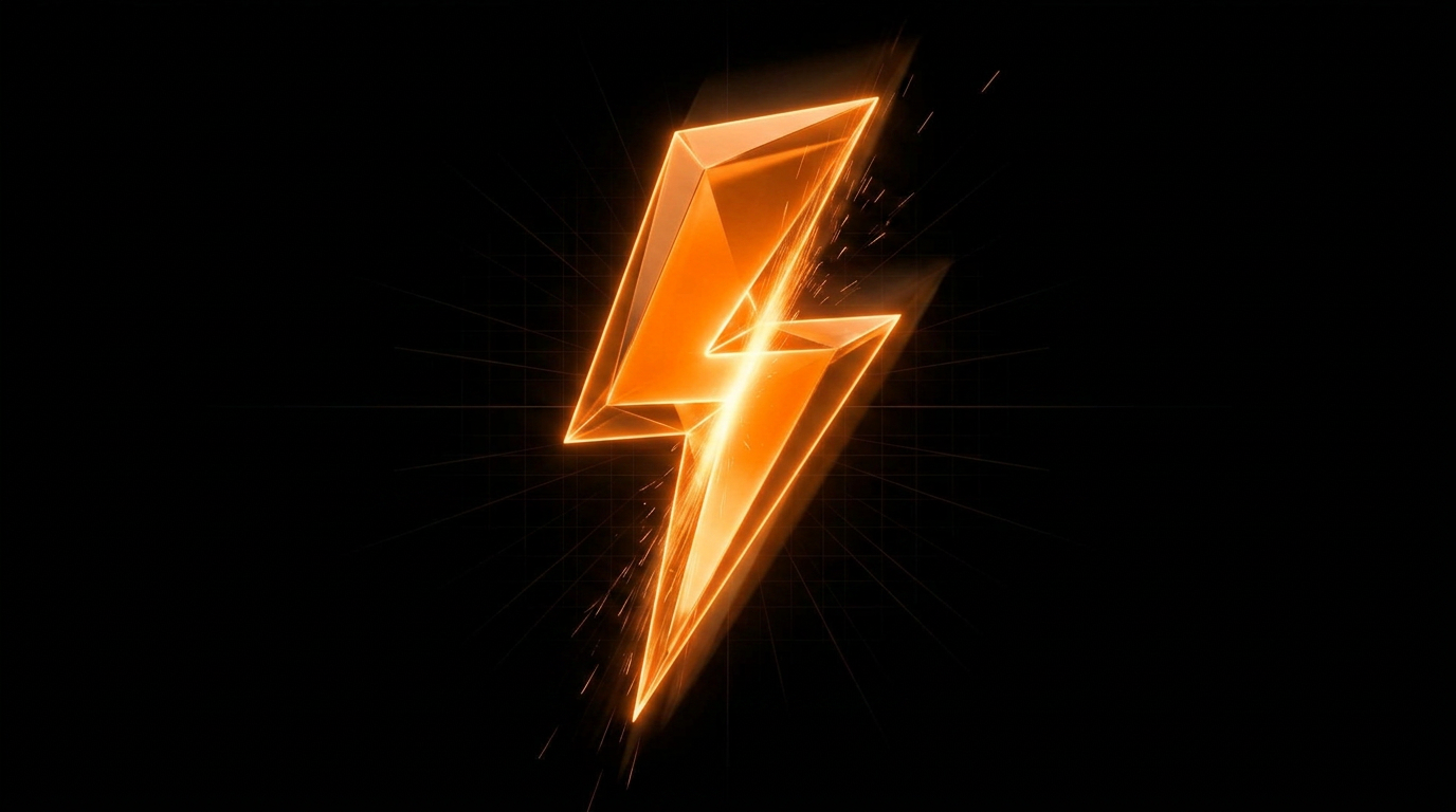 Orange lightning bolt striking a circular countdown timer ring — flash deal metaphor.