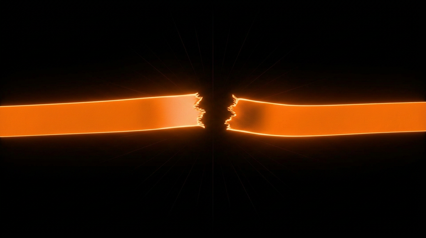 Orange finish-line flag at the end of a curved track lined with promotional badges — module wrap-up metaphor.